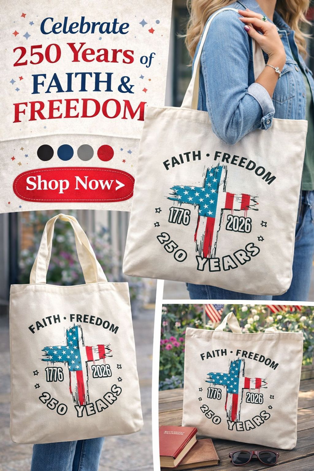 Faith and Freedom Canvas Tote