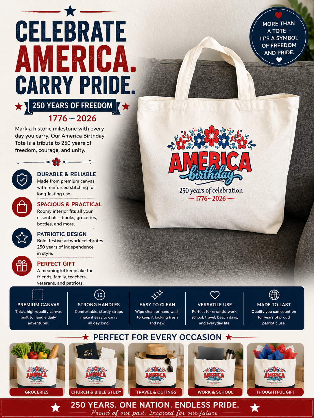 America Canvas Totebag