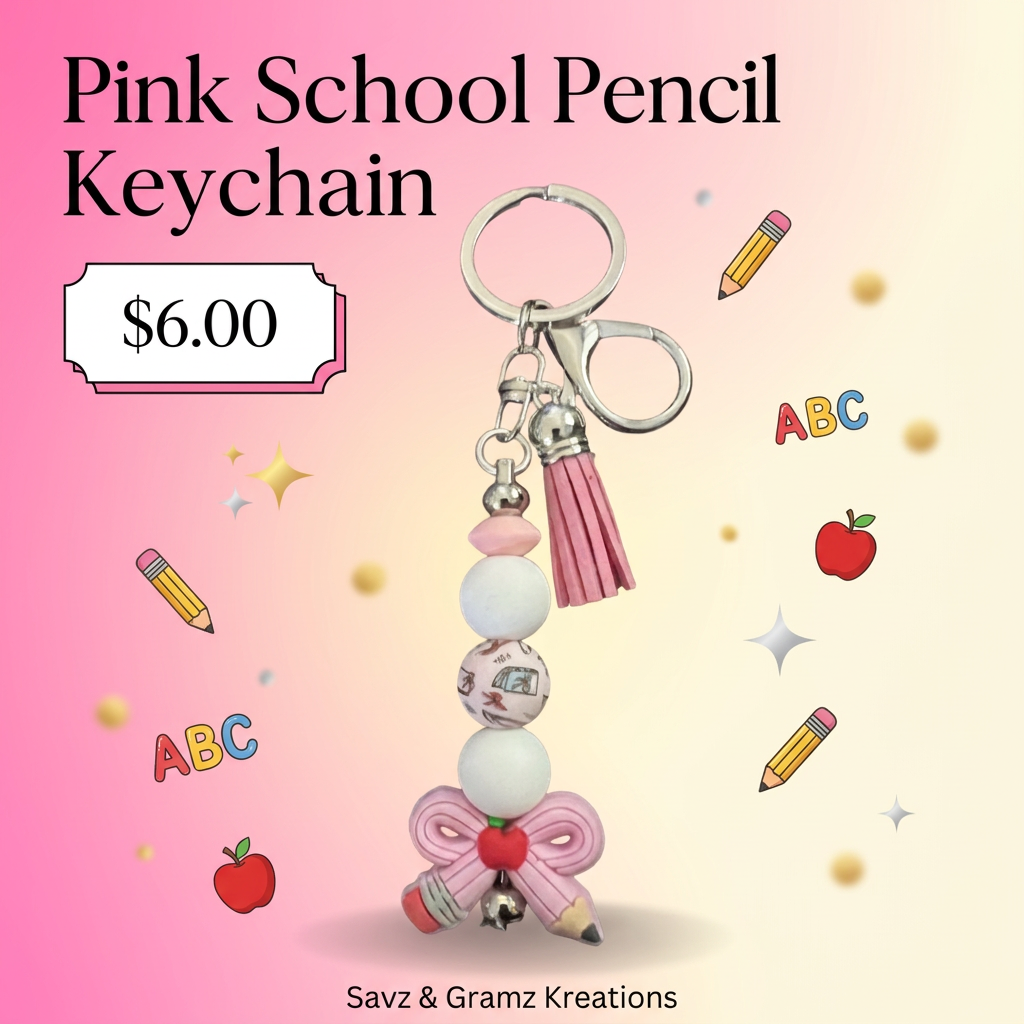 Cute pin Pencil Bow Keychain
