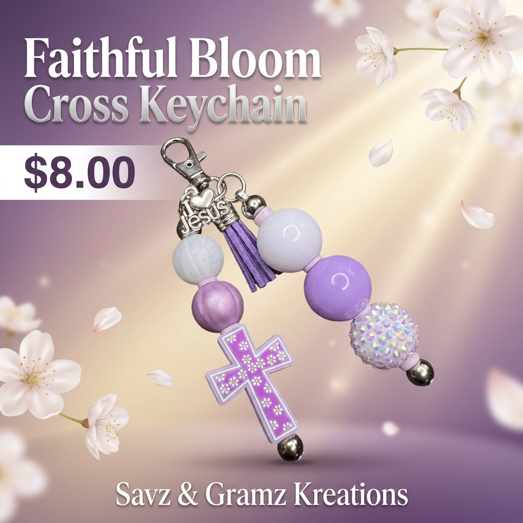 Lavender Jesus Theme Keychain