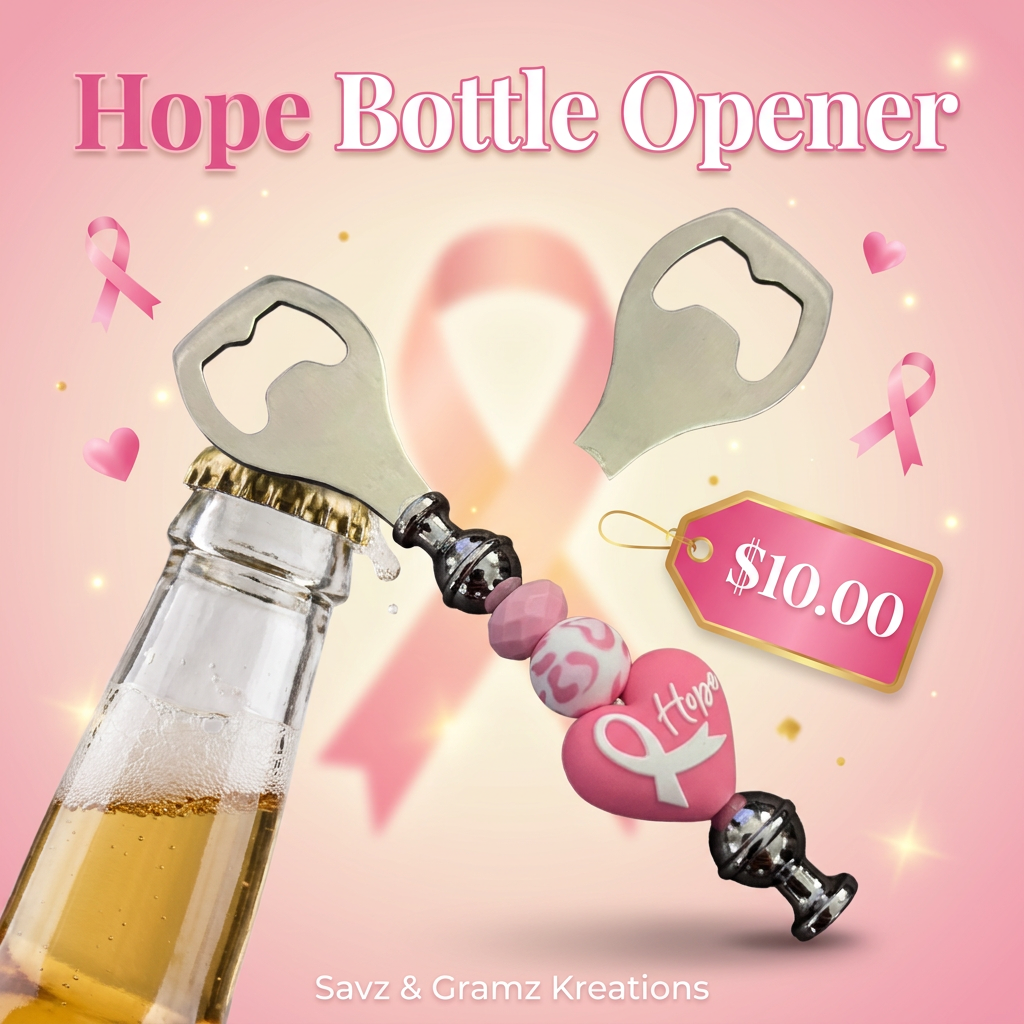Pink Breast Cancer Awareness Bottle Opener