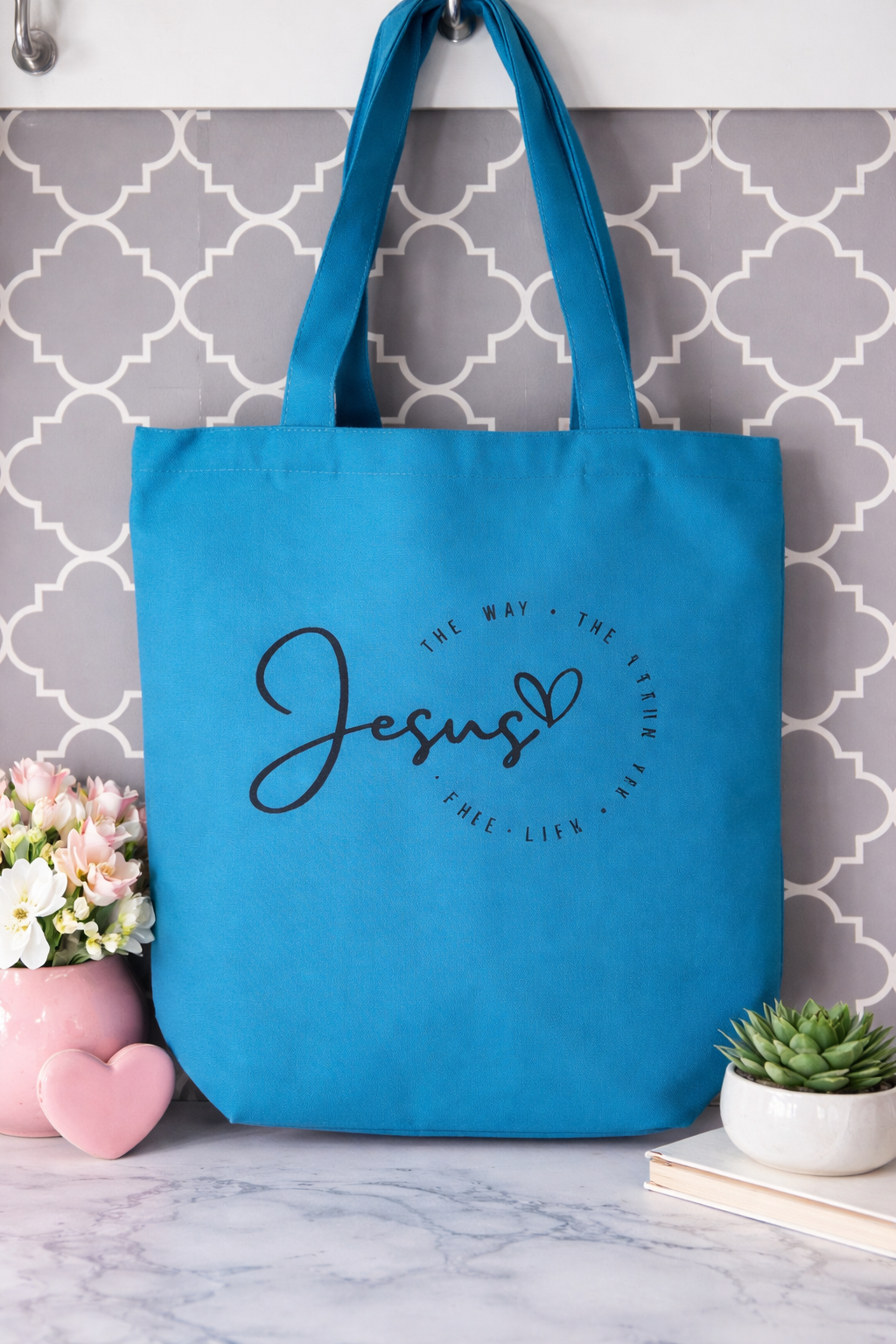 Zippered Jesus Canvas Tote