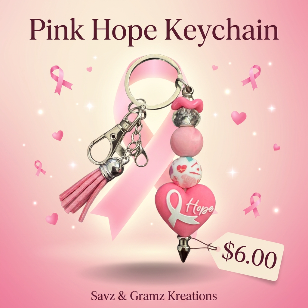 Safety Pink Hope Heart Keychain