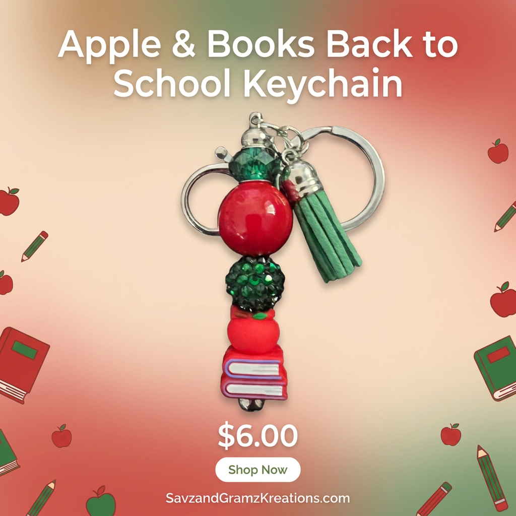 Apple and Books Keychain