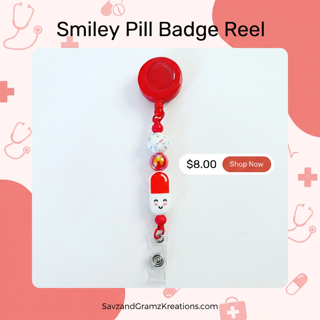 Smiley Pill Badge Reel