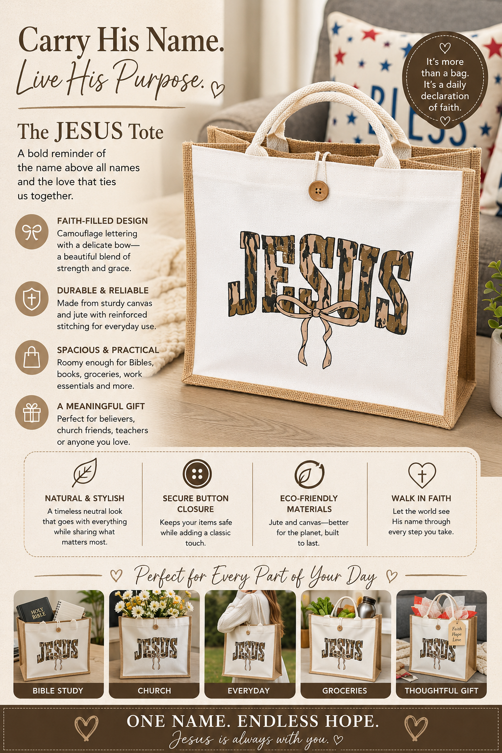 Jesus Canvas Jute Totebag