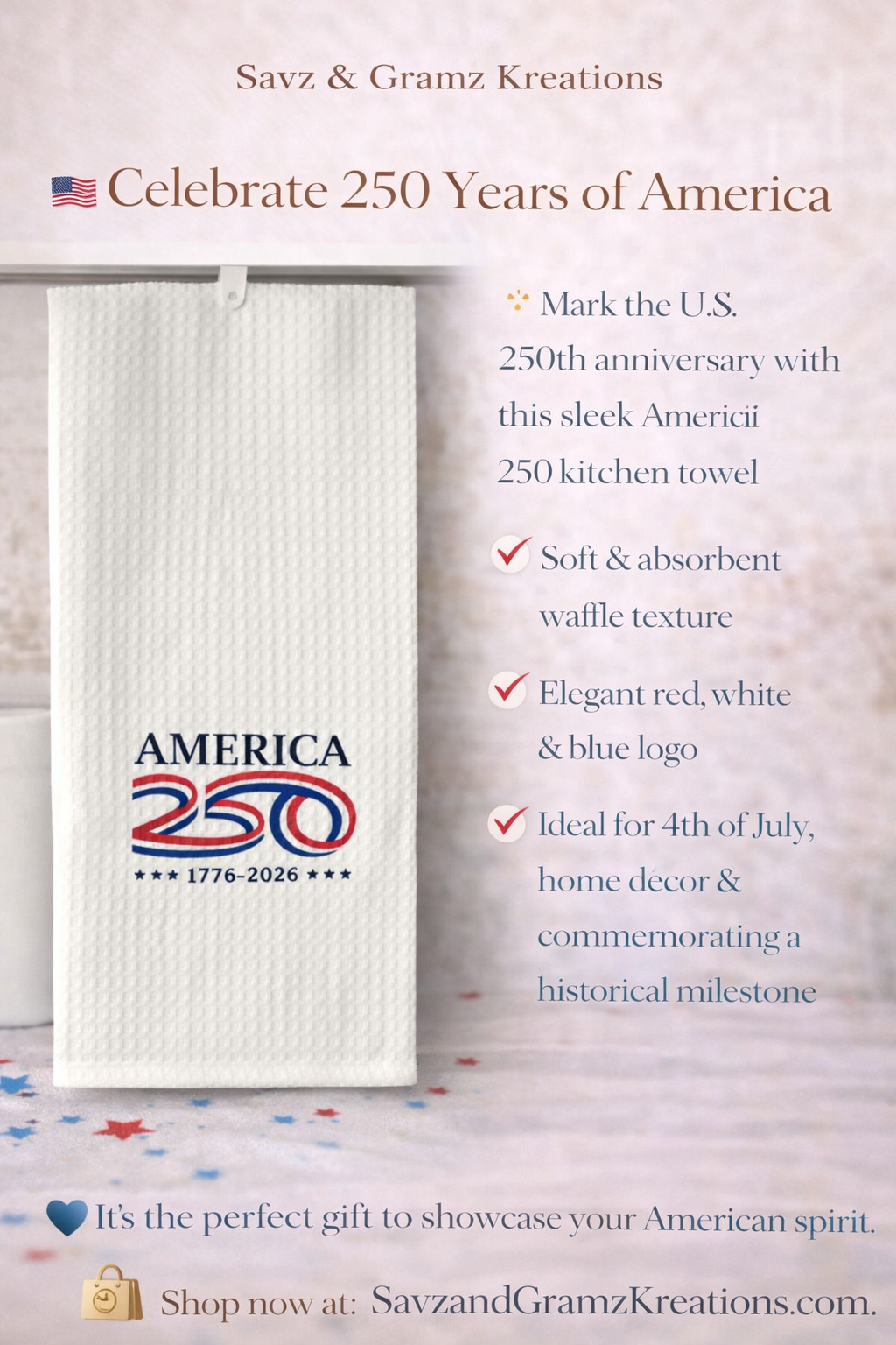 America 250 Waffle Kitchen Towel