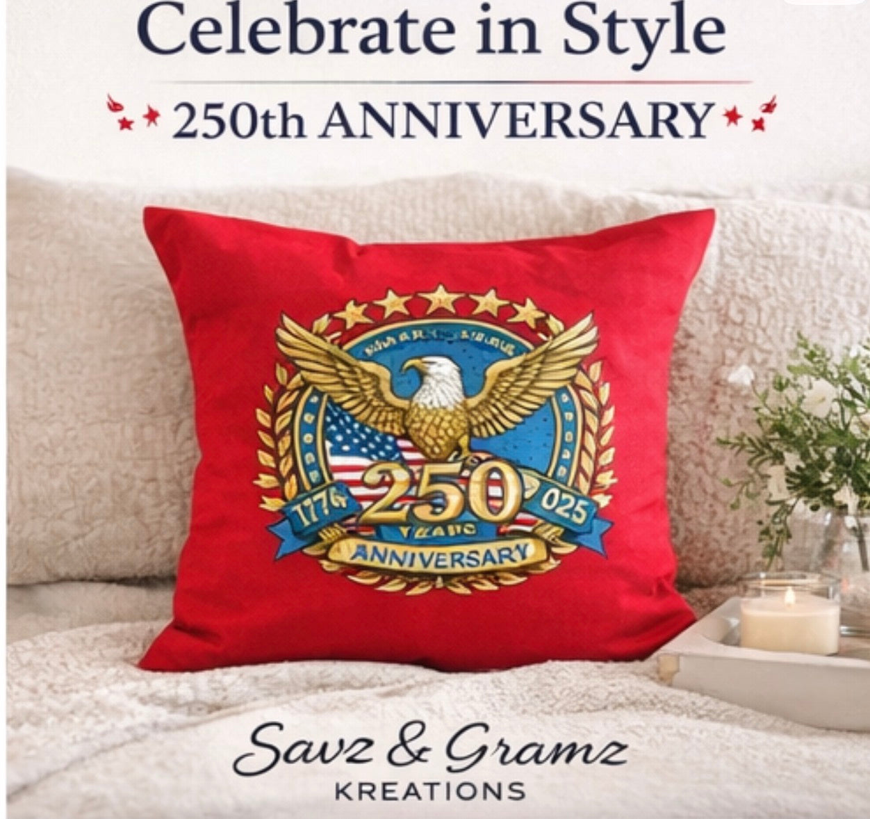 Red 250 Anniversary pillowcase