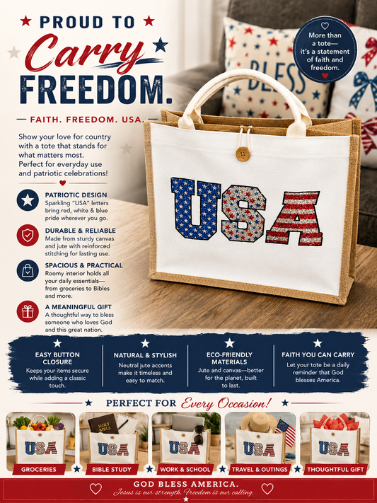 USA Canvas and Jute Totebag