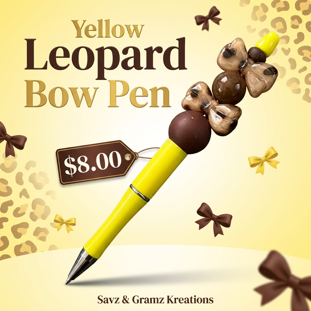 Yellow Leopard Bow Pen