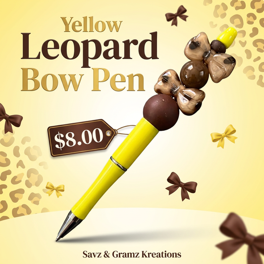 Yellow Leopard Bow Pen