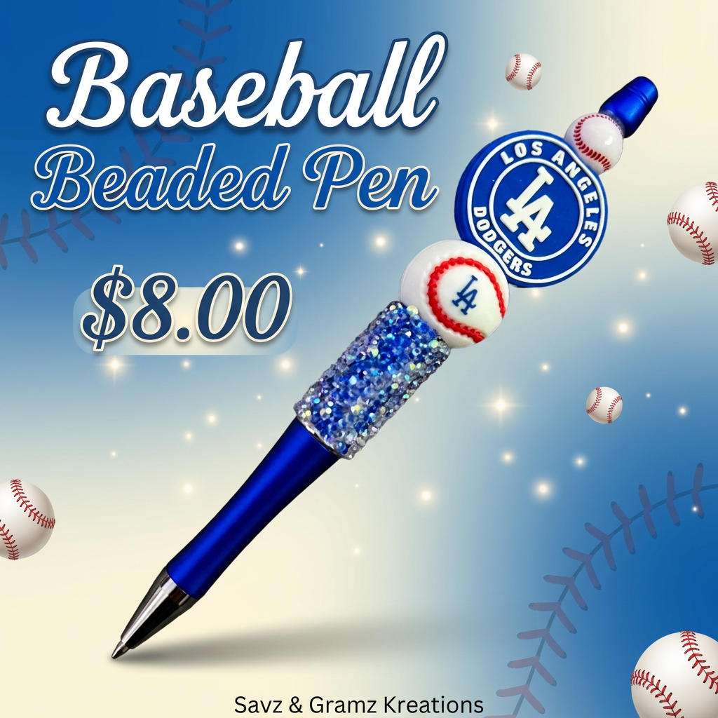 Blue Baseball Theme Pen