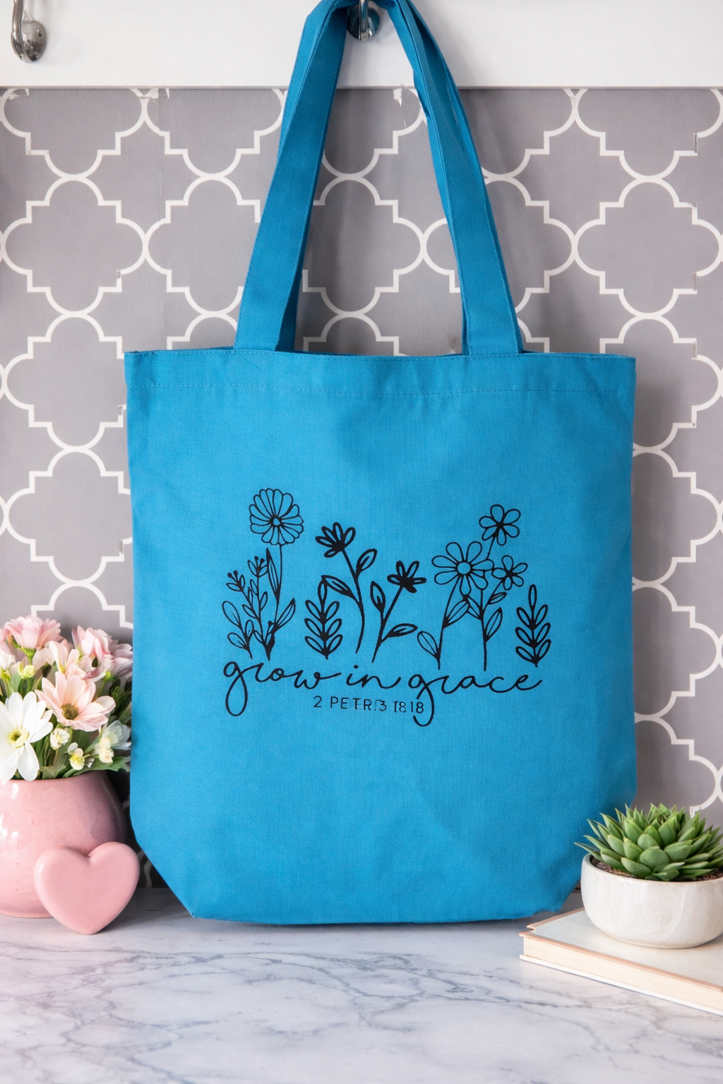 Zippered Grow In Grace Canvas Tote