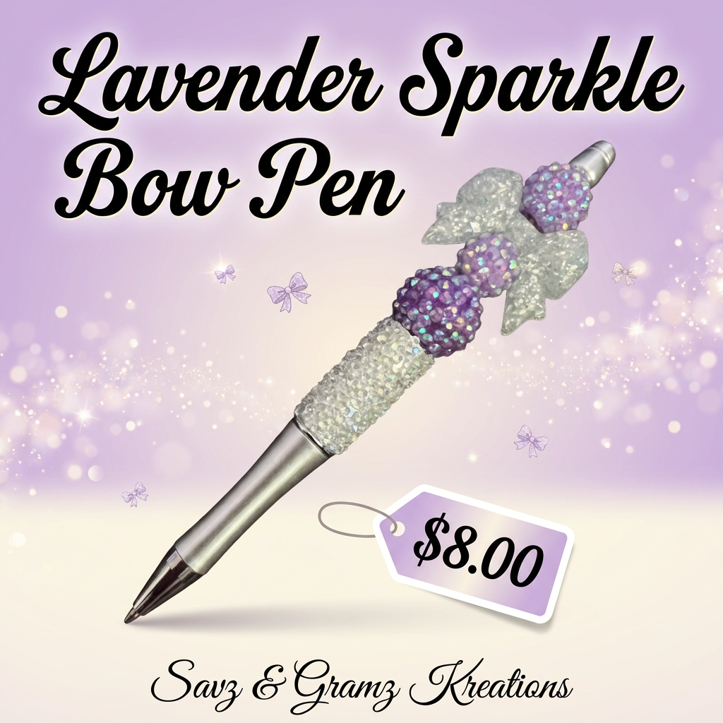 Sparkly Bow and Lavender Pen