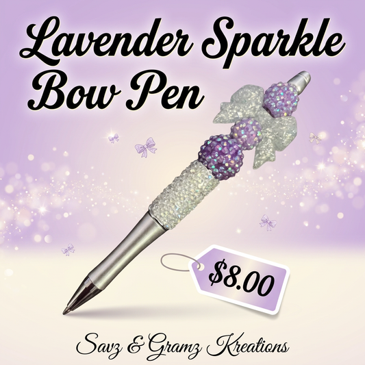 Sparkly Bow and Lavender Pen