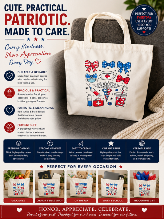 Patriotic Nurse Canvas Totebag