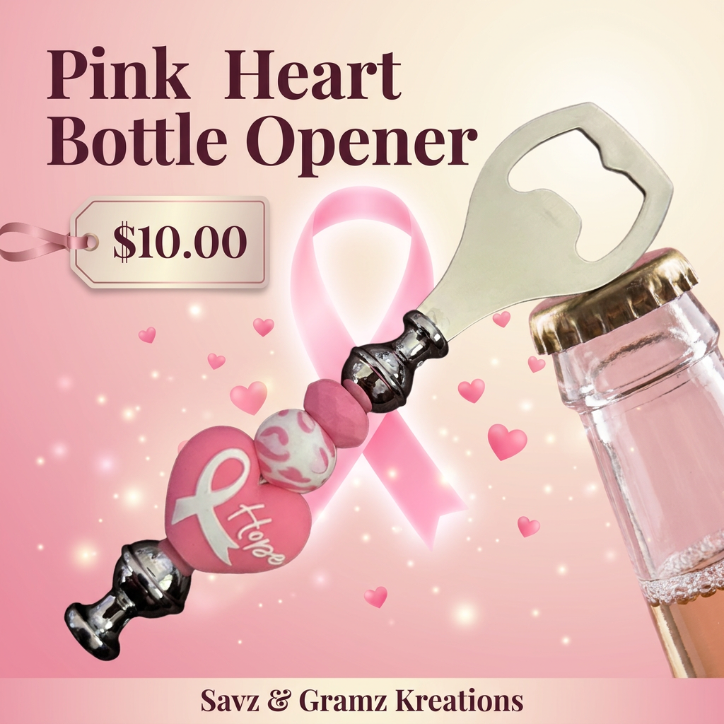 Pink Heart Bottle Opener