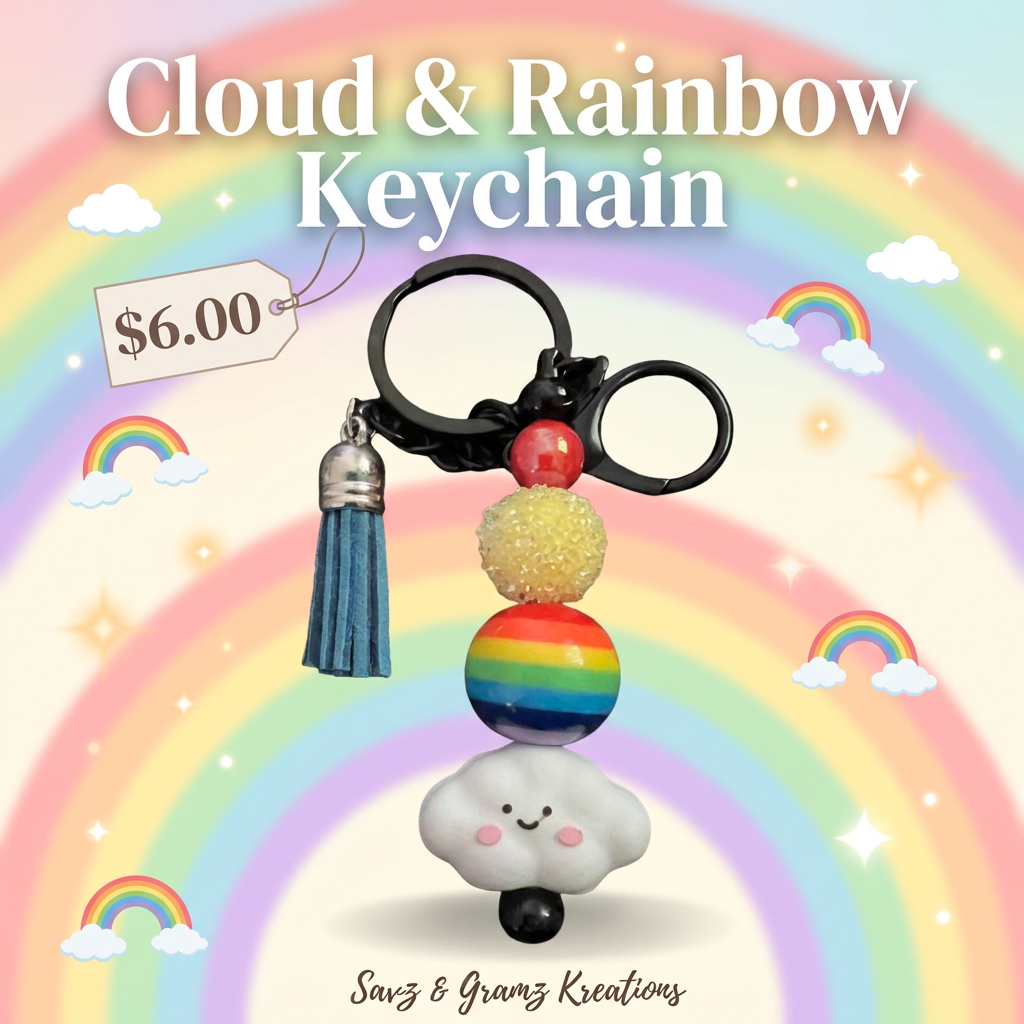 Cloud and Rainbow Keychain