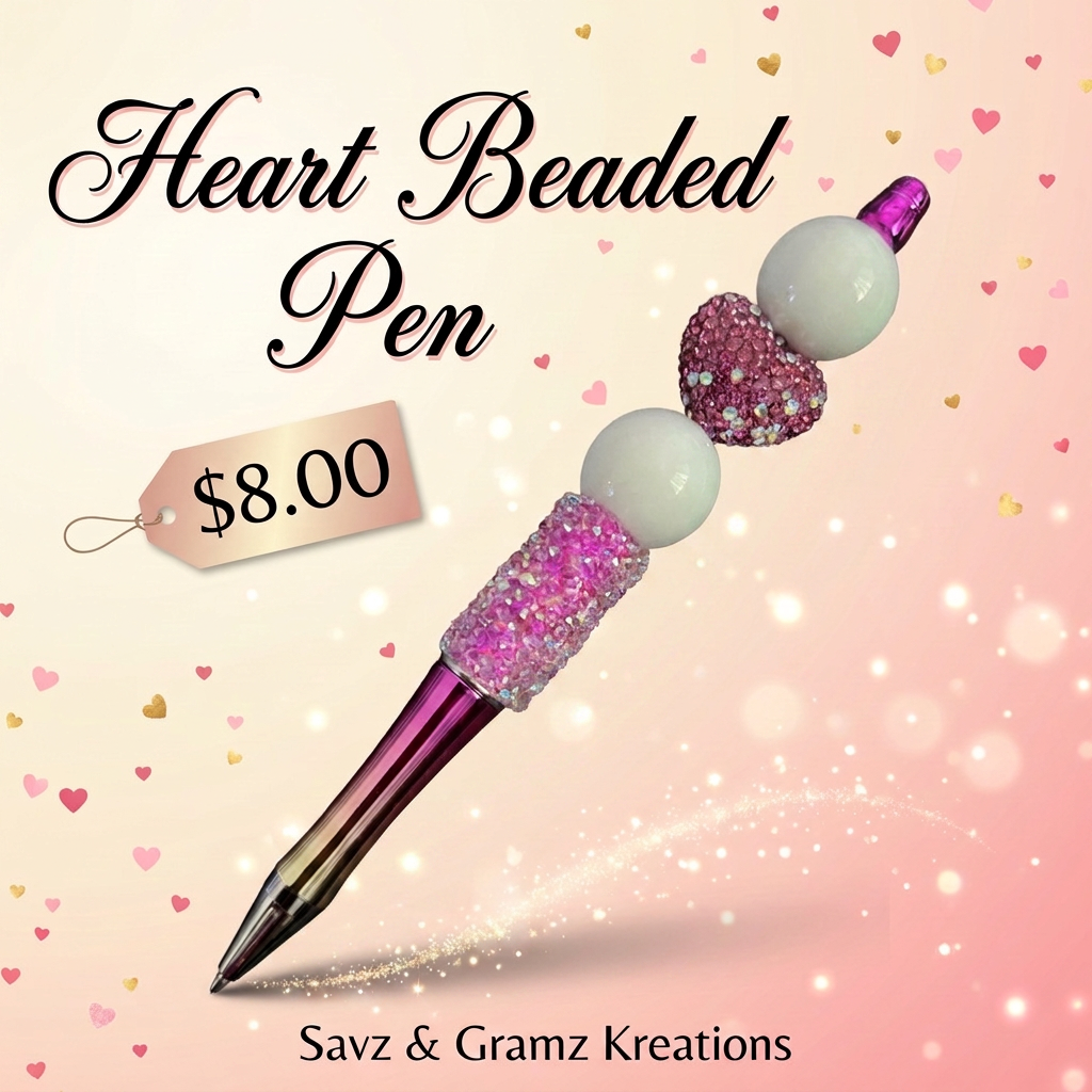 Pink Sparkly Heart Pen