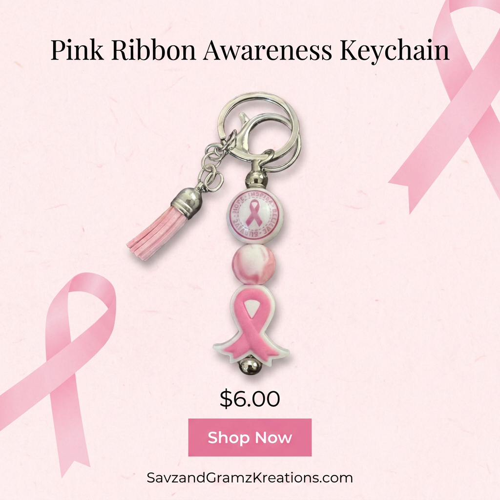 Pink Ribbon Keychain