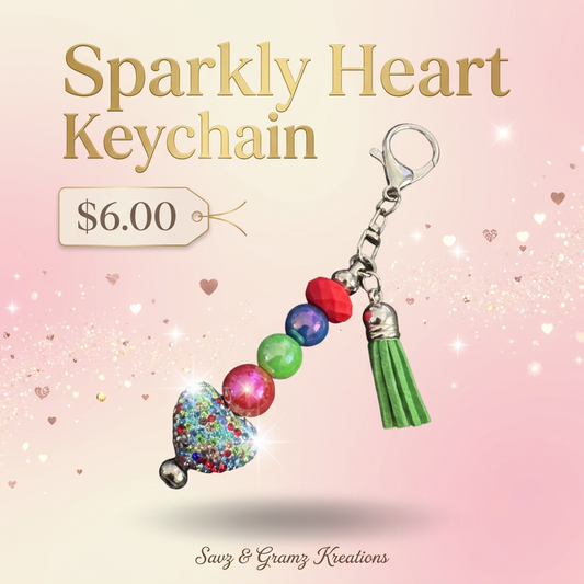 Multicolor Sparkly Heart Keychain