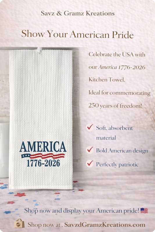 America 1776-2026 Waffle Kitchen Towel