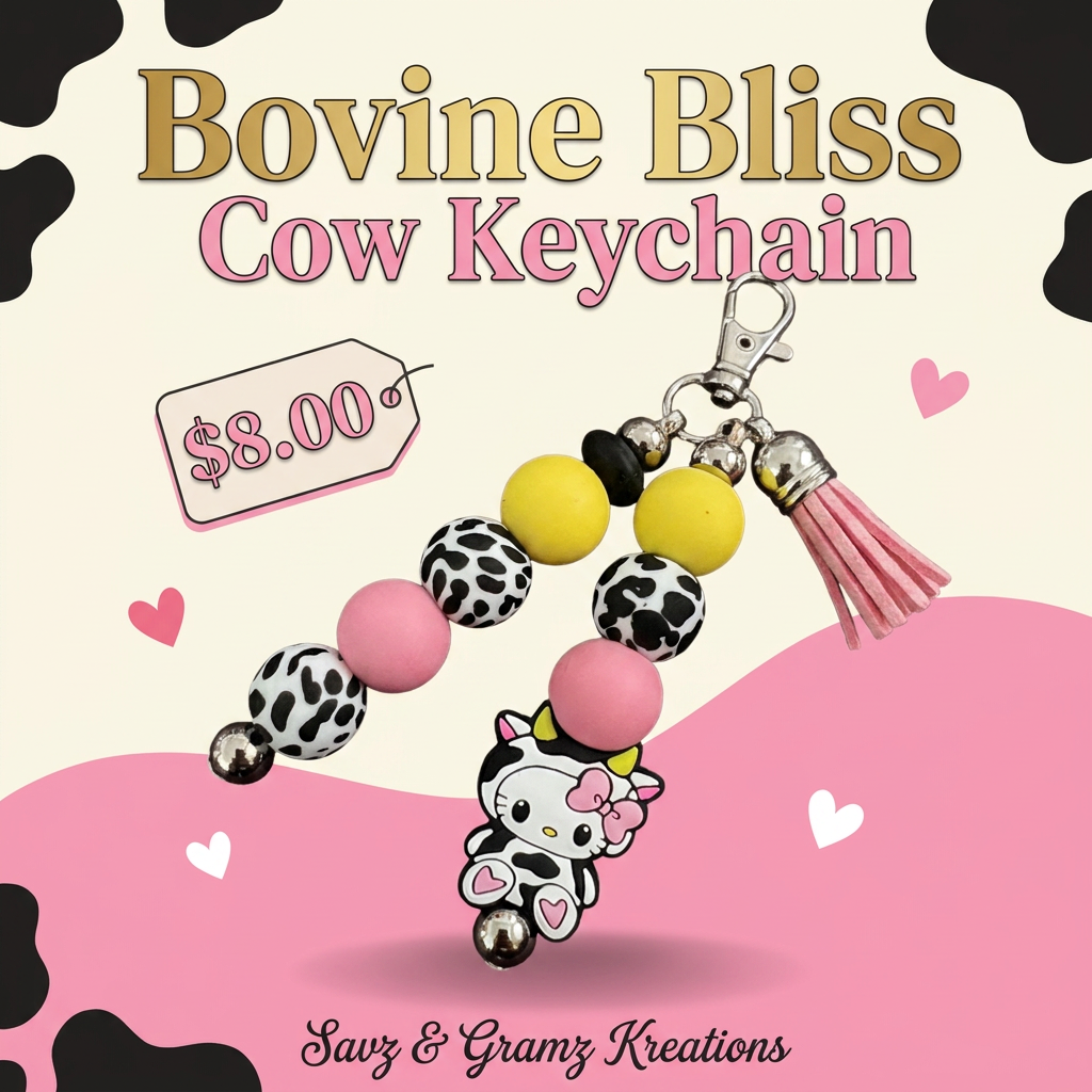 Cute Cow Kitty Keychain