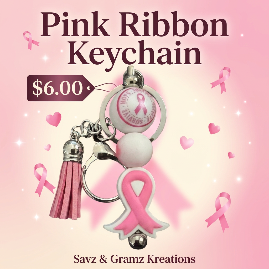 Pink Ribbon Keychain
