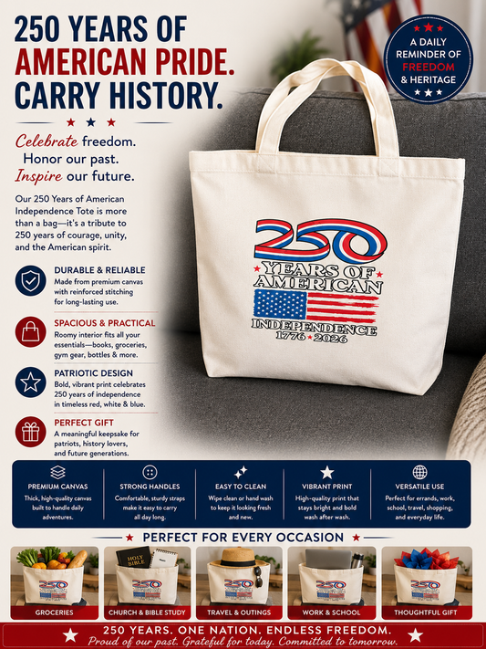 Celebrate America’s 250 Canvas totebag