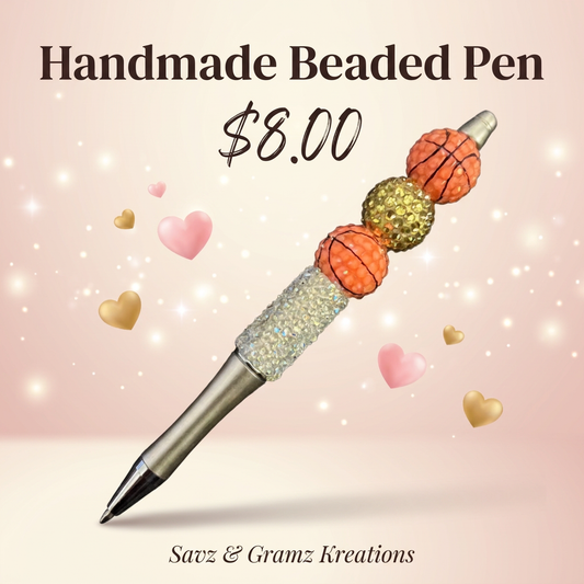Sparkly Gold Basketball Theme Pen