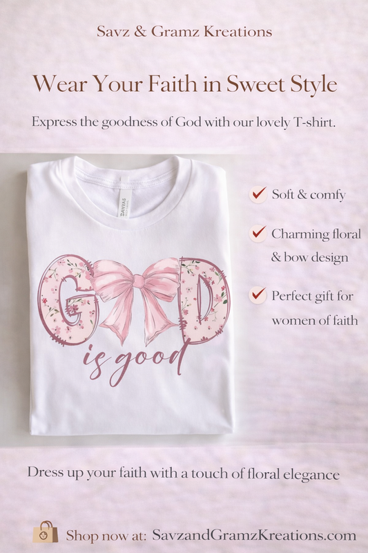 God Is Good Pink Bow T-Shirt