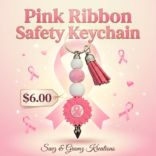 Breast Cancer Ribbon Safety Keychain