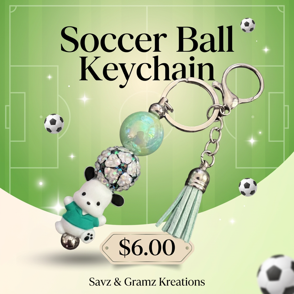 Cute Soccer Theme Keychain