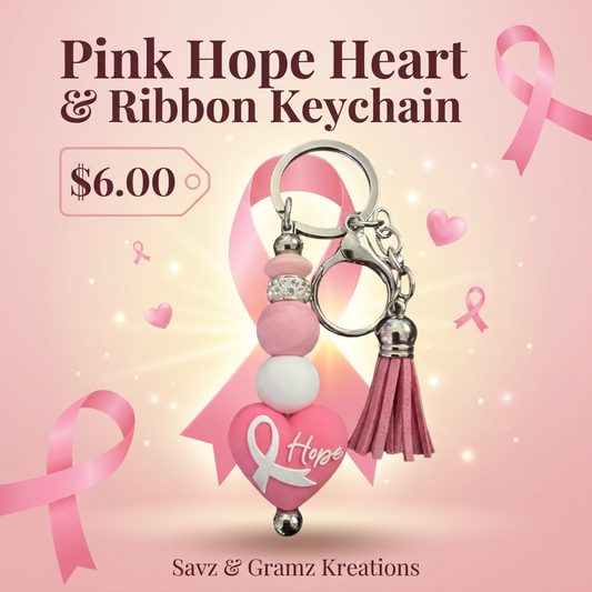 Breast Cancer Awareness Pink Hope Heart Keychain