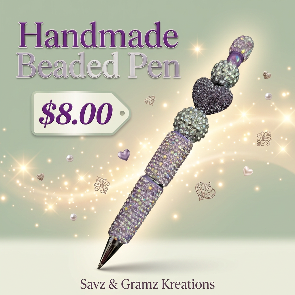 Sparkly Lavender Heart Pen