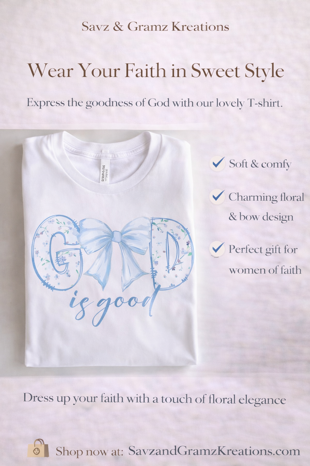 God Is Good Blue Bow Shirt