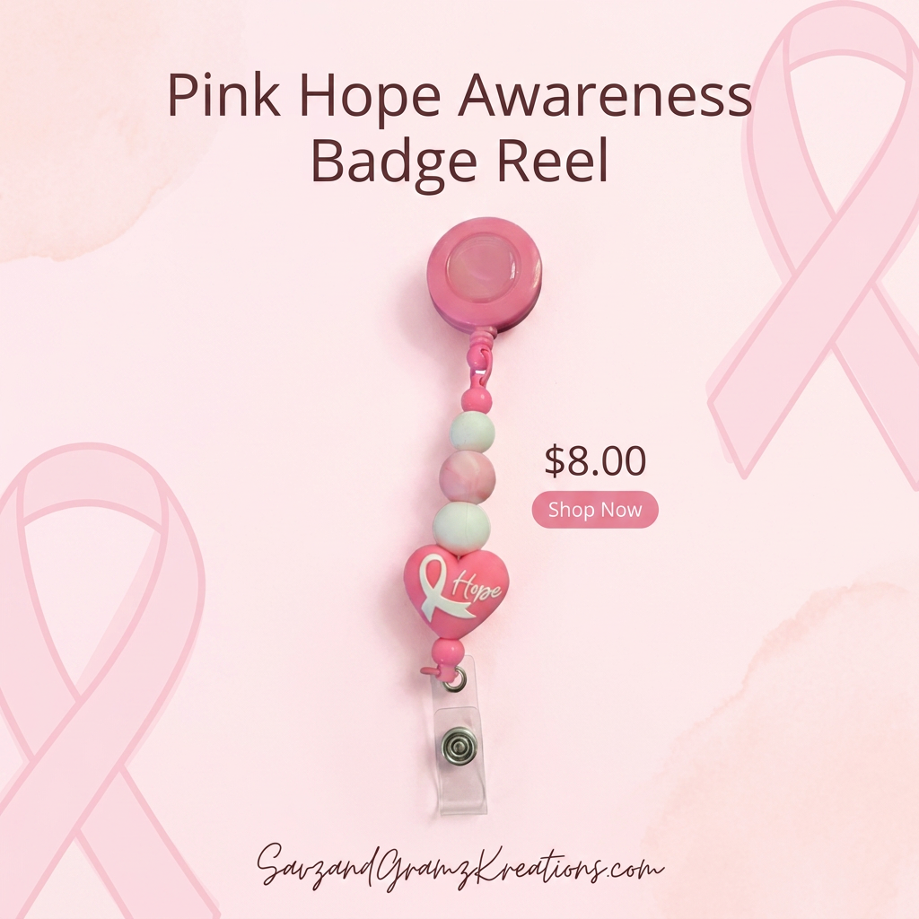 Pink Heart Breast Cancer Awareness Badge Reel