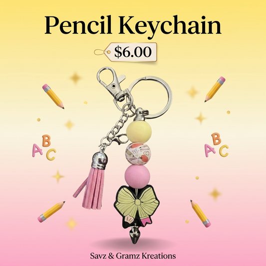 Safety Yellow Pencil Bow Keychain