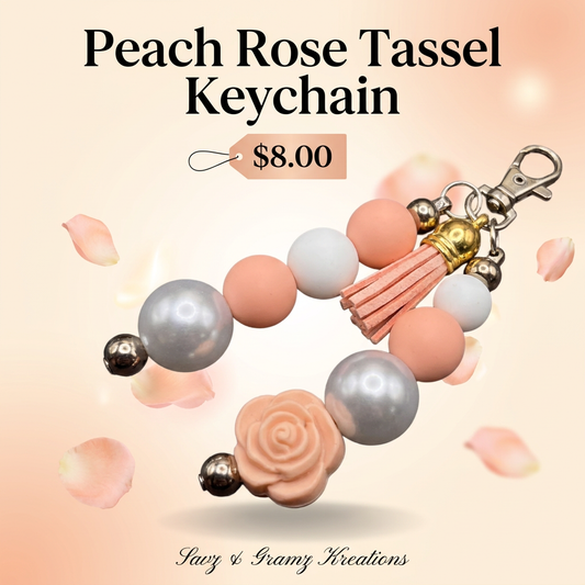 Cute Peach Rose Keychain