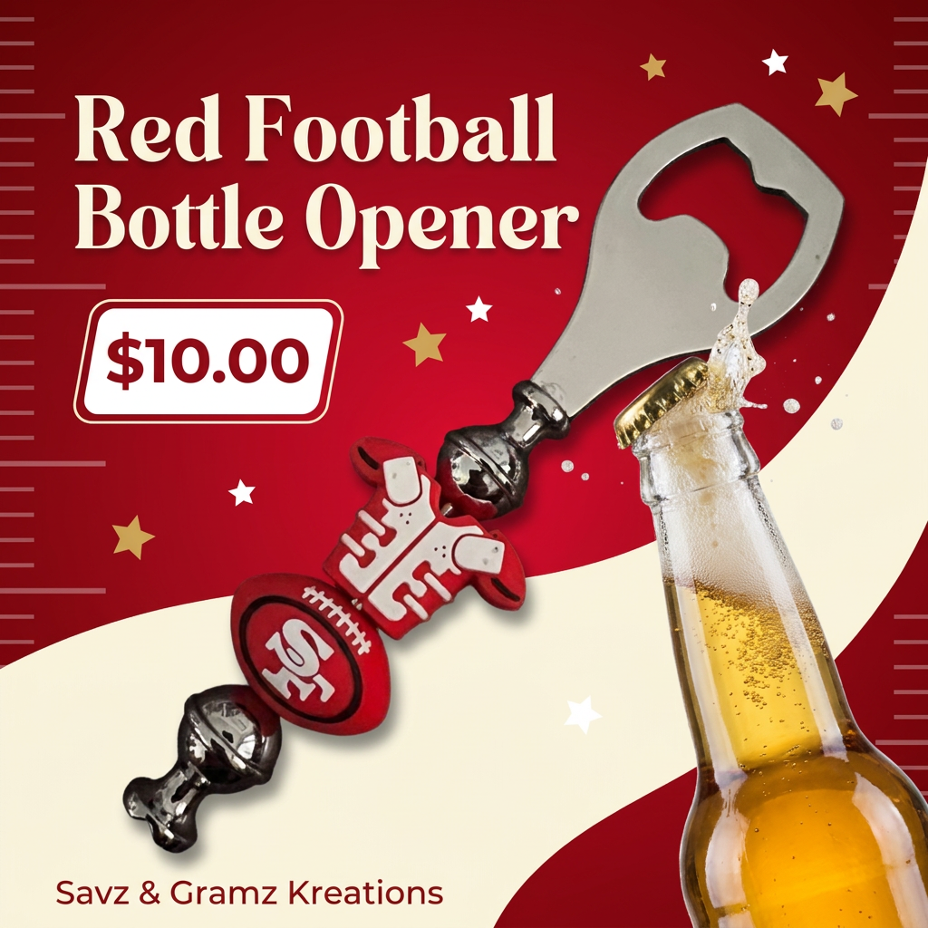 Red Football Theme Bottle Opener