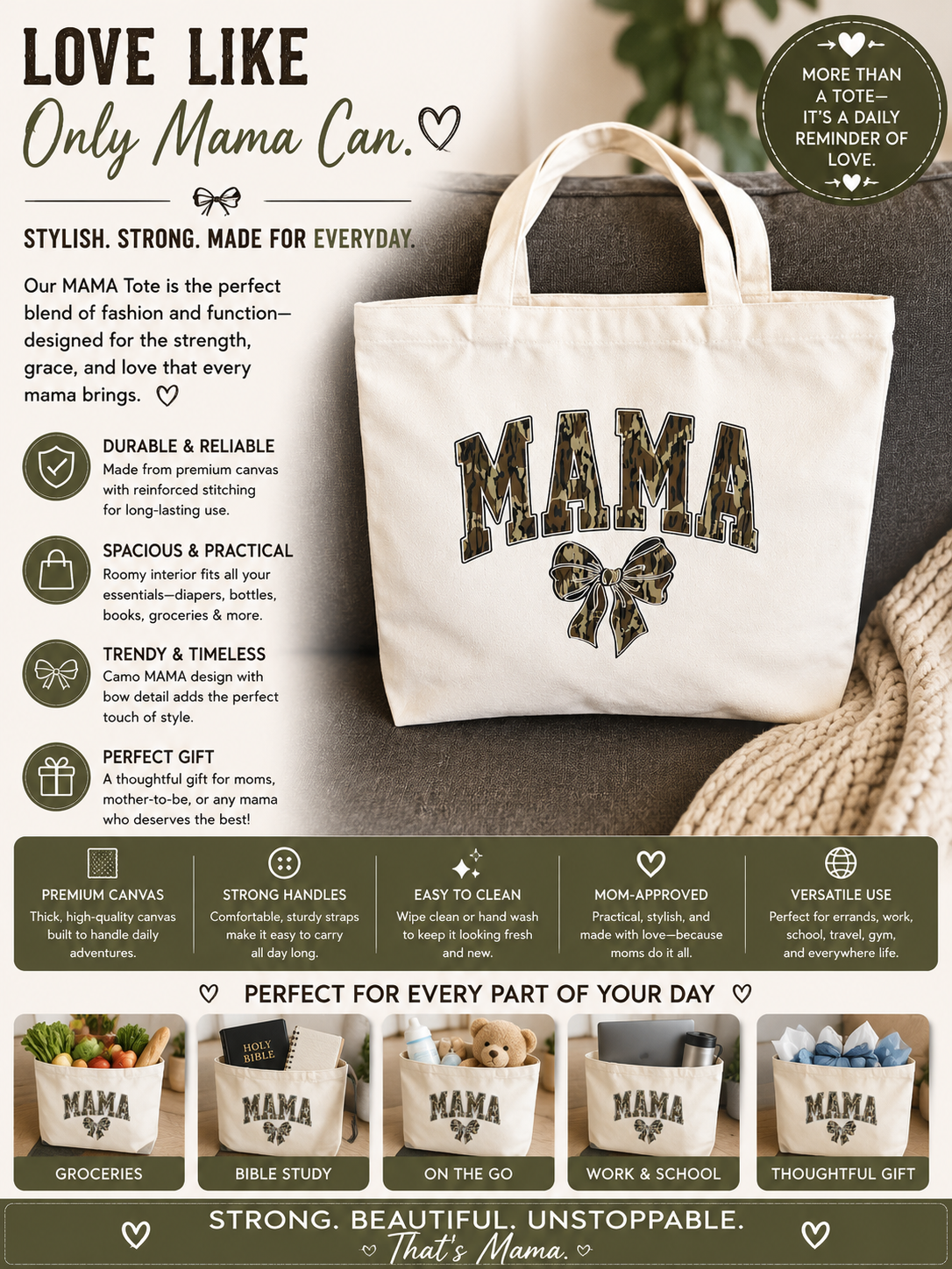 Camouflage Mama Canvas Totebag