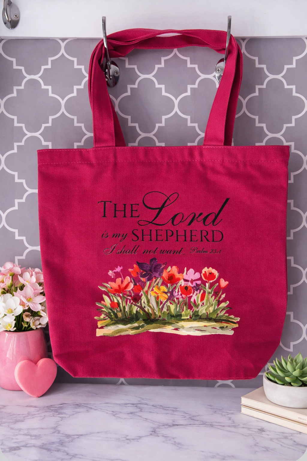 Zippered The Lord is my Shepard Canvas Tote