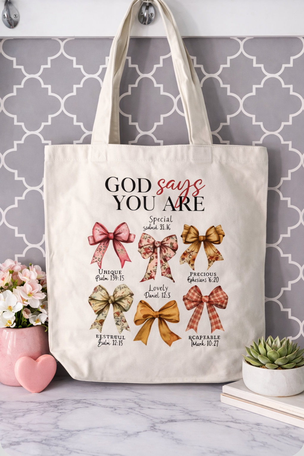 God Says Bow Canvas Tote