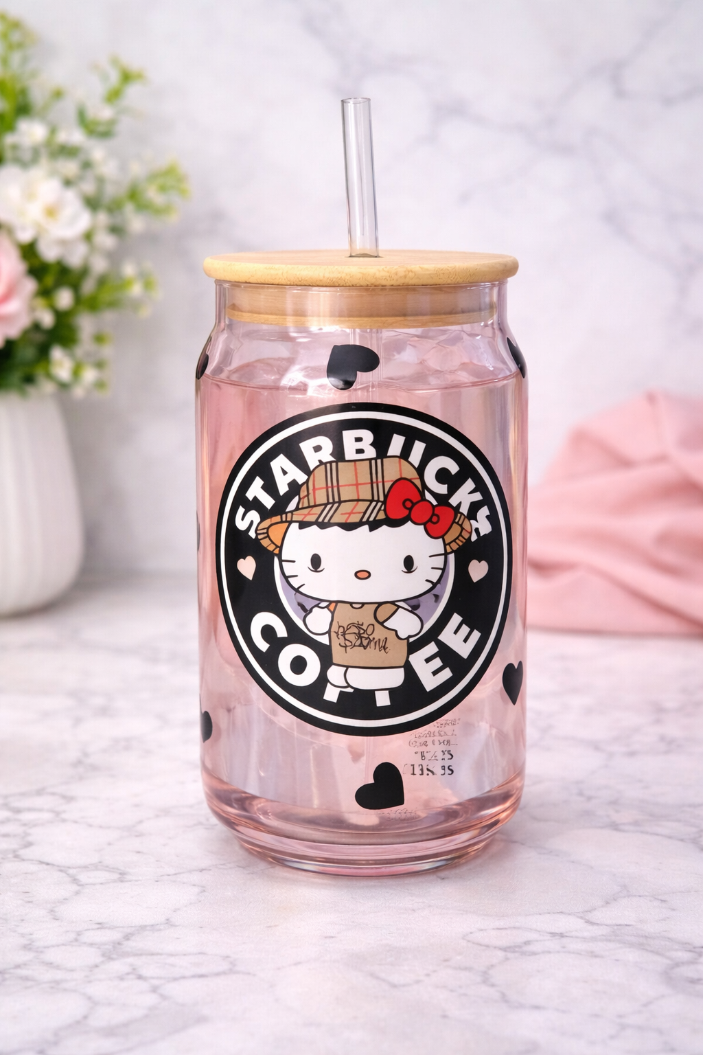 Pink Cat Drinking Cup
