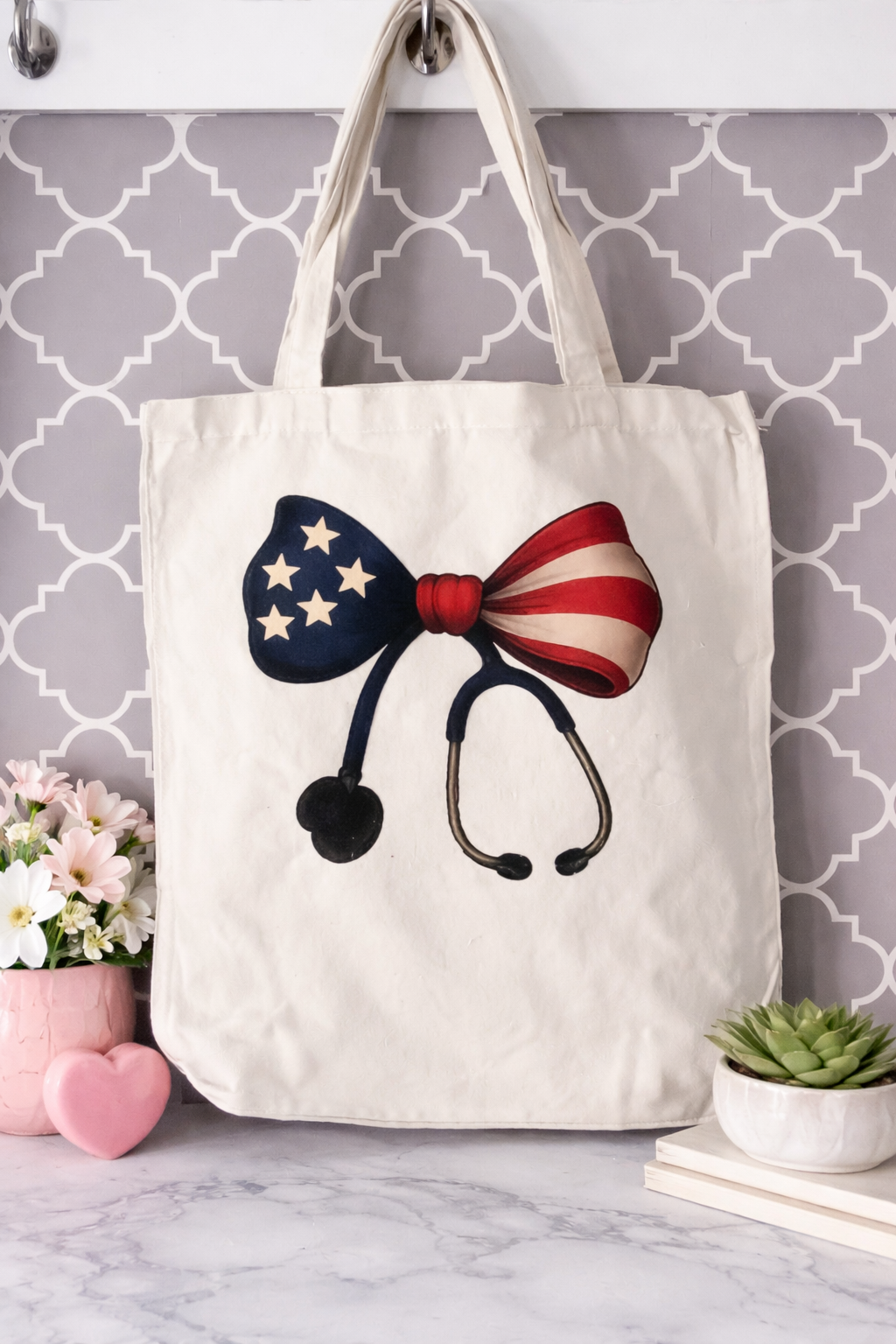 Patriotic Nurse Canvas Tote