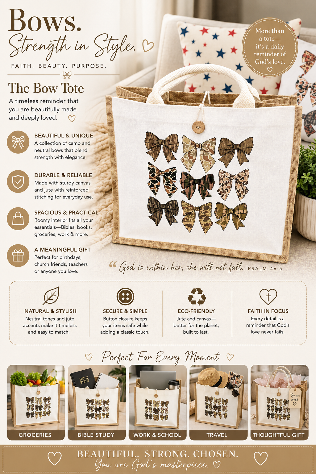 Military Bow Canvas and Jute Tote