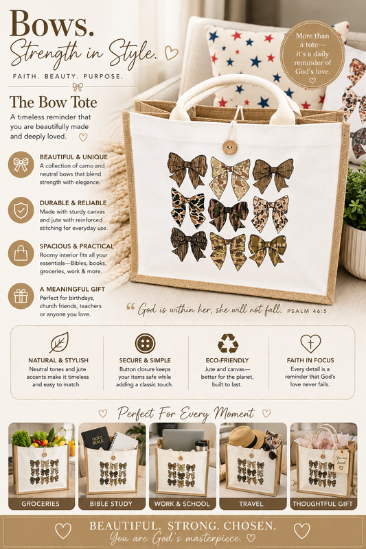 Military Bow Canvas and Jute Tote